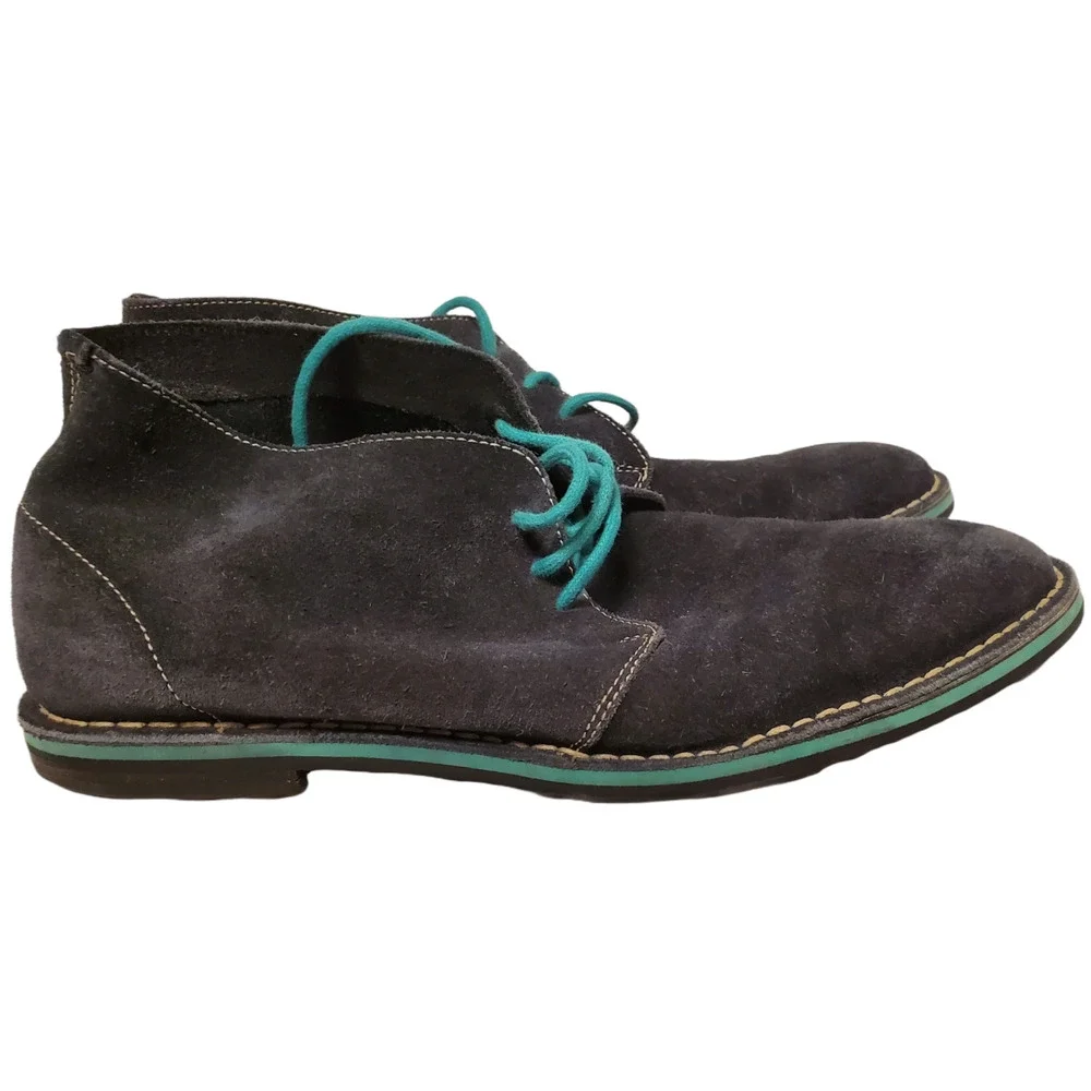 Cole Haan Blue Suede Leather Mens Lace Up Ankle Boots Size 11 M